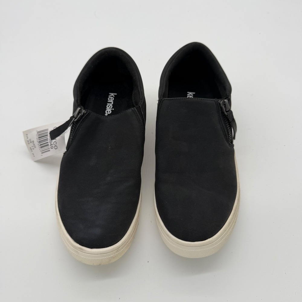 Kensie Womens Black Slip On Zipper Sneakers Low Top Platform Shoes 7.5 1588849